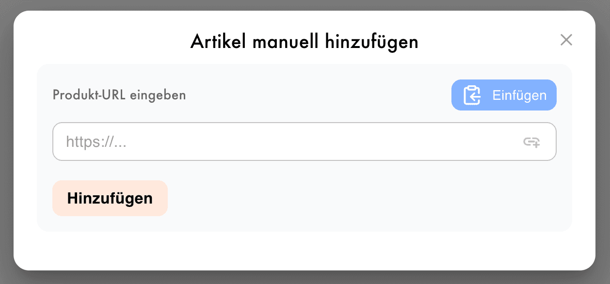 Füge Artikel hinzu, die du liebst